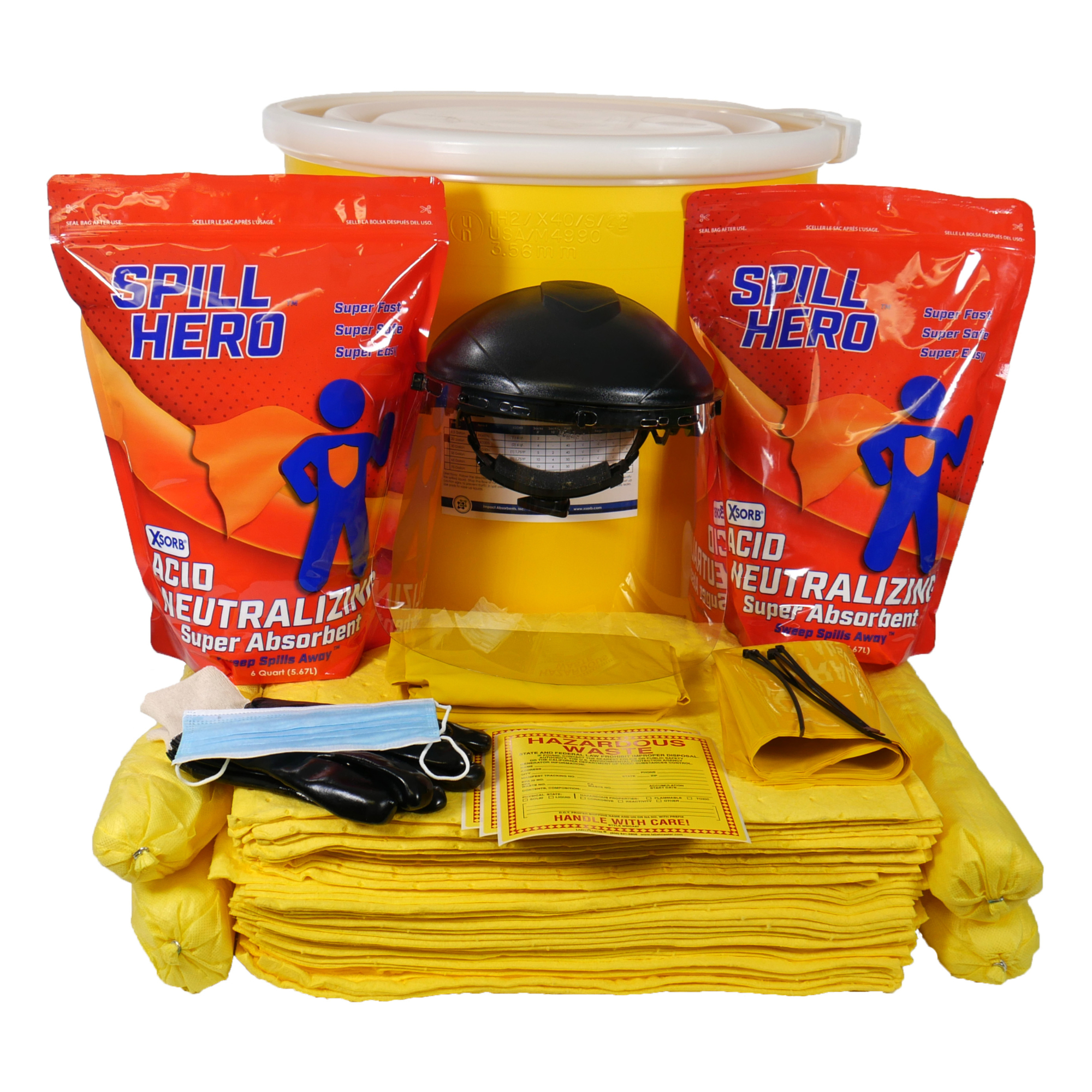 Spill Hero Acid Neutralizing Spill Kit - 20 Gal. Lab Pack Drum, Granular Absorbent, Model# XKD20N